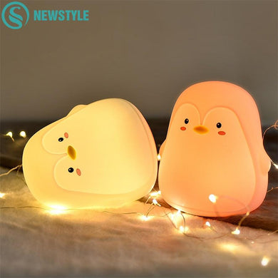 Penguin Silicone Touch Sensor Night Light Rechargeable 7 Colors USB Charging LED Night Lamp For Children Baby Christmas Gift