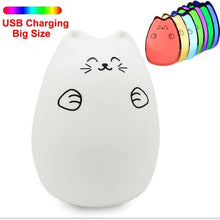 Load image into Gallery viewer, Silicone Touch Sensor LED Night Light For Children Baby Kids 7 Colors 2 modes Cat LED USB LED Night Lamp