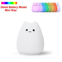 Load image into Gallery viewer, Silicone Touch Sensor LED Night Light For Children Baby Kids 7 Colors 2 modes Cat LED USB LED Night Lamp