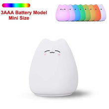Load image into Gallery viewer, Silicone Touch Sensor LED Night Light For Children Baby Kids 7 Colors 2 modes Cat LED USB LED Night Lamp