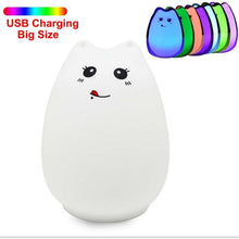 Load image into Gallery viewer, Silicone Touch Sensor LED Night Light For Children Baby Kids 7 Colors 2 modes Cat LED USB LED Night Lamp