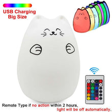Load image into Gallery viewer, Silicone Touch Sensor LED Night Light For Children Baby Kids 7 Colors 2 modes Cat LED USB LED Night Lamp