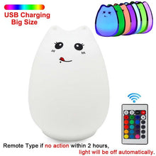 Load image into Gallery viewer, Silicone Touch Sensor LED Night Light For Children Baby Kids 7 Colors 2 modes Cat LED USB LED Night Lamp